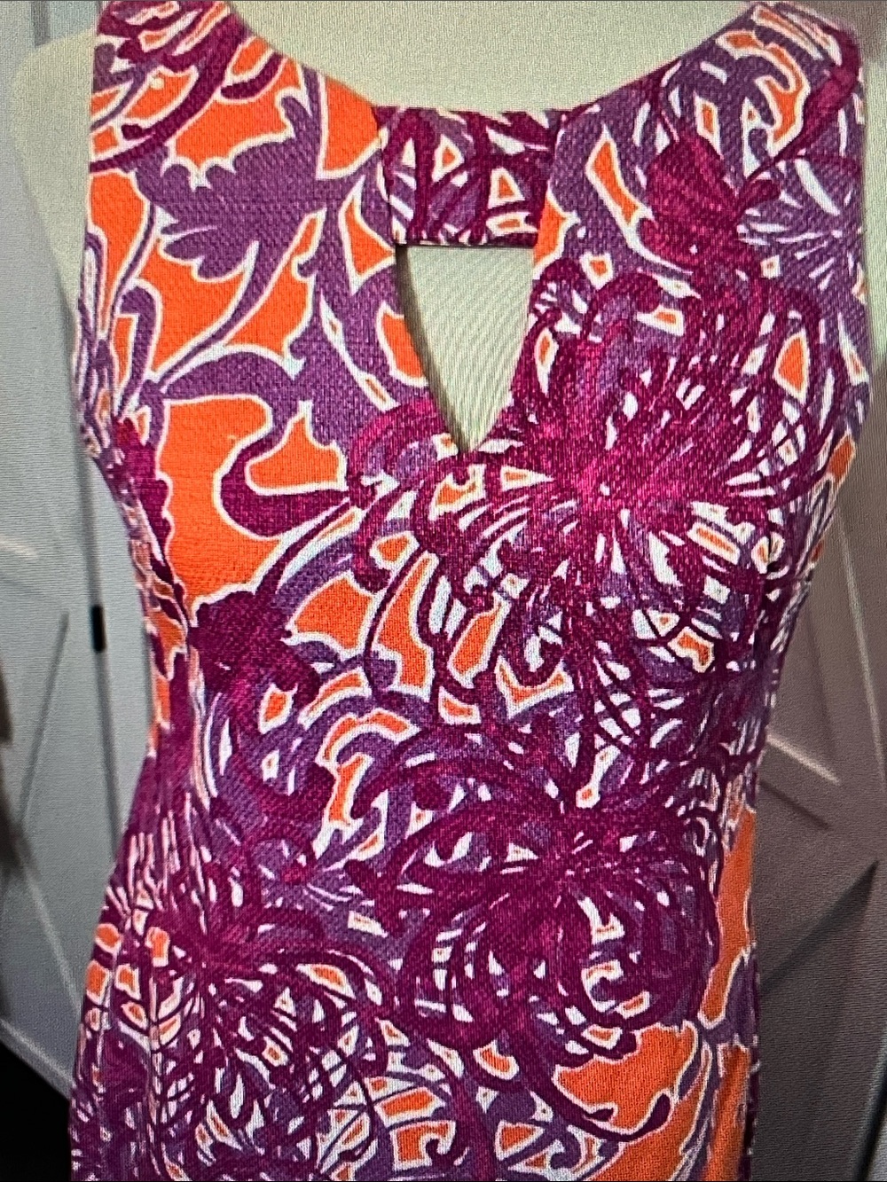 Taylor Sleeveless Tunic Top - Purple & Orange Floral Motif